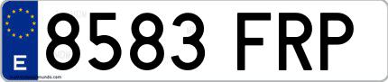 Ejemplo de matrícula española 8583 FRP