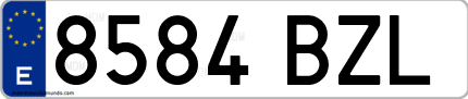 Ejemplo de matrícula de coche ordinaria 8584 BZL