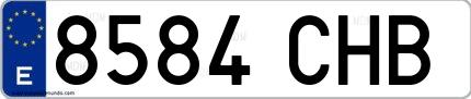 Ejemplo de matrícula española 8584 CHB