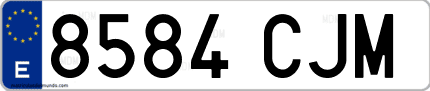 Ejemplo de matrícula de coche ordinaria 8584 CJM