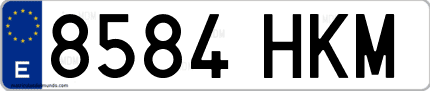 Ejemplo de matrícula de coche ordinaria 8584 HKM
