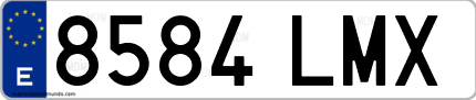 Ejemplo de matrícula de coche ordinaria 8584 LMX