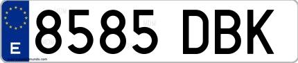 Ejemplo de matrícula española 8585 DBK