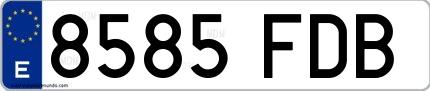 Ejemplo de matrícula española 8585 FDB