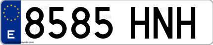 Ejemplo de matrícula de coche ordinaria 8585 HNH