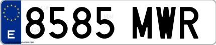 Ejemplo de matrícula española 8585 MWR