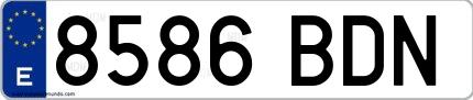 Ejemplo de matrícula española 8586 BDN