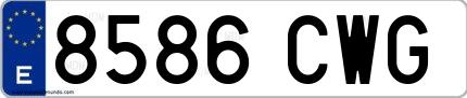 Ejemplo de matrícula española 8586 CWG