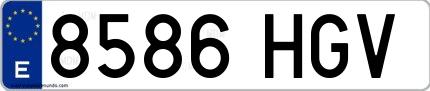 Ejemplo de matrícula española 8586 HGV
