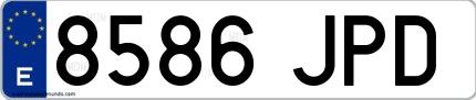 Ejemplo de matrícula española 8586 JPD