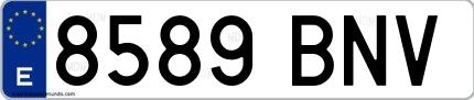 Ejemplo de matrícula española 8589 BNV