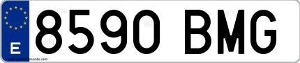 Ejemplo de matrícula española 8590 BMG