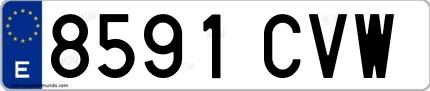 Ejemplo de matrícula española 8591 CVW