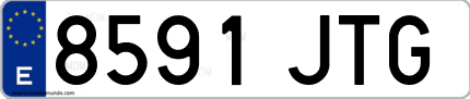 Ejemplo de matrícula de coche ordinaria 8591 JTG