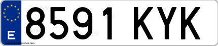 Ejemplo de matrícula de coche ordinaria 8591 KYK