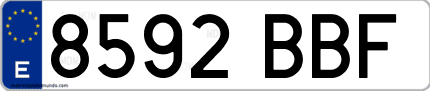 Ejemplo de matrícula de coche ordinaria 8592 BBF