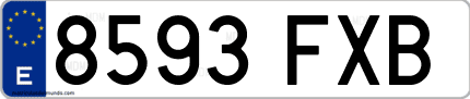 Ejemplo de matrícula de coche ordinaria 8593 FXB