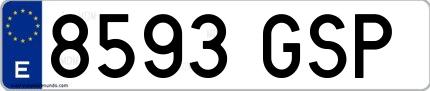 Ejemplo de matrícula española 8593 GSP
