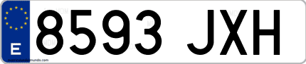 Ejemplo de matrícula de coche ordinaria 8593 JXH