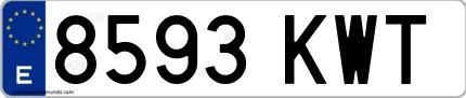 Ejemplo de matrícula española 8593 KWT