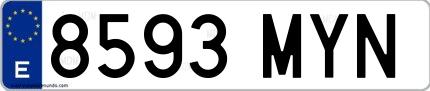 Ejemplo de matrícula española 8593 MYN
