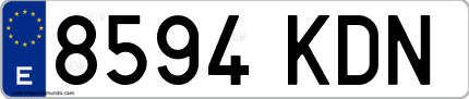 Ejemplo de matrícula de coche ordinaria 8594 KDN