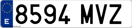 Ejemplo de matrícula de coche ordinaria 8594 MVZ