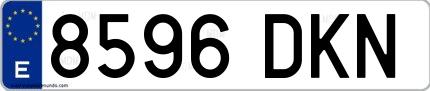 Ejemplo de matrícula española 8596 DKN