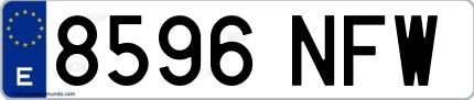 Ejemplo de matrícula española 8596 NFW
