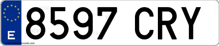 Ejemplo de matrícula de coche ordinaria 8597 CRY