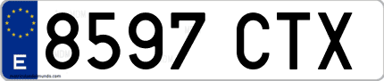 Ejemplo de matrícula de coche ordinaria 8597 CTX