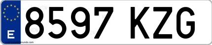 Ejemplo de matrícula española 8597 KZG