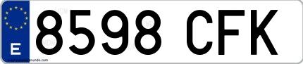 Ejemplo de matrícula española 8598 CFK