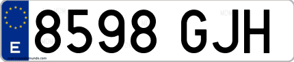 Ejemplo de matrícula de coche ordinaria 8598 GJH
