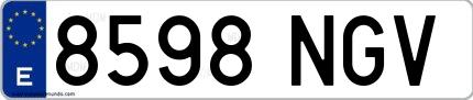 Ejemplo de matrícula española 8598 NGV