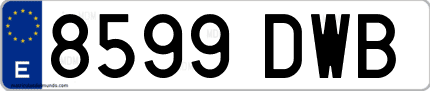 Ejemplo de matrícula de coche ordinaria 8599 DWB