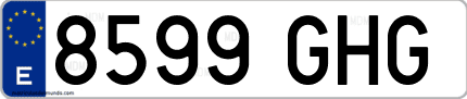 Ejemplo de matrícula de coche ordinaria 8599 GHG