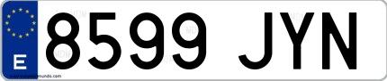 Ejemplo de matrícula española 8599 JYN