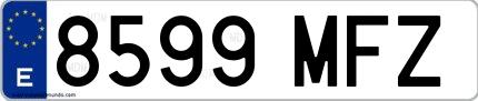 Ejemplo de matrícula española 8599 MFZ