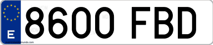 Ejemplo de matrícula de coche ordinaria 8600 FBD