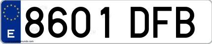 Ejemplo de matrícula española 8601 DFB