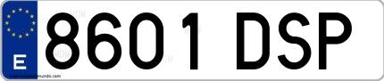 Ejemplo de matrícula española 8601 DSP