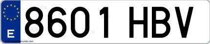 Ejemplo de matrícula española 8601 HBV