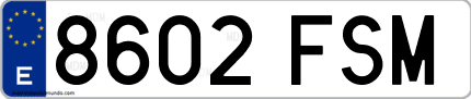Ejemplo de matrícula de coche ordinaria 8602 FSM