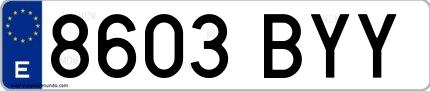 Ejemplo de matrícula española 8603 BYY