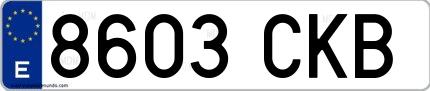 Ejemplo de matrícula española 8603 CKB