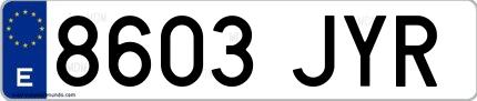 Ejemplo de matrícula española 8603 JYR