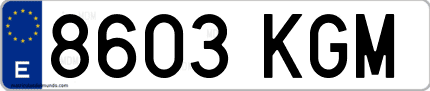 Ejemplo de matrícula de coche ordinaria 8603 KGM