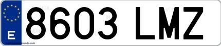 Ejemplo de matrícula española 8603 LMZ