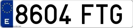 Ejemplo de matrícula española 8604 FTG